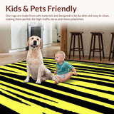 Ultra Soft Area Rug, Non Slip, Stain Resistant, Washable Area Rugs for Living Room, Bedroom, Elegant Striped Safari Charm(Yellow)
