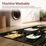 Ultra Soft Area Rug, Non Slip, Stain Resistant, Washable Area Rugs for Living Room, Bedroom, Stylish Cat Face Decorative Element(Black)