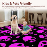 Ultra Soft Area Rug, Non Slip, Stain Resistant, Washable Area Rugs for Living Room, Bedroom, Artistic Skull Gesture Representation(Pink)