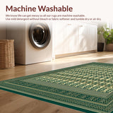 Ultra Soft Area Rug, Non Slip, Stain Resistant, Washable Area Rugs for Living Room, Bedroom, Boho Geometric Area for Foyer(Green)