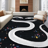 Ultra Soft Area Rug, Non Slip, Stain Resistant, Washable Area Rugs for Living Room, Bedroom, Chic Abstract Serpent Design(White)