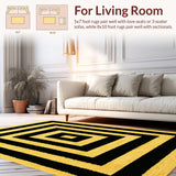 Ultra Soft Area Rug, Non Slip, Stain Resistant, Washable Area Rugs for Living Room, Bedroom, Luxury Greek Key Black Gold Entryway Runner(Yellow)