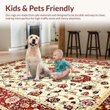 Ultra Soft Area Rug, Non Slip, Stain Resistant, Washable Area Rugs for Living Room, Bedroom, Rustic Earthy Toned Patterns(Red)
