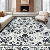 Ultra Soft Area Rug, Non Slip, Stain Resistant, Washable Area Rugs for Living Room, Bedroom, Eclectic Abstract Artful Layering(White)