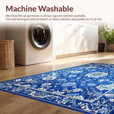 Ultra Soft Area Rug, Non Slip, Stain Resistant, Washable Area Rugs for Living Room, Bedroom, Serene Asian Elegance with Detailed Print(Blue)