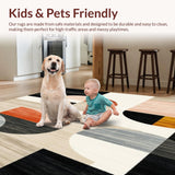 Modern Abstract Geometric Circles Warm Colors Area Beige Black(Gray)