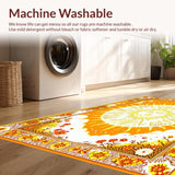 Ultra Soft Area Rug, Non Slip, Stain Resistant, Washable Area Rugs for Living Room, Bedroom, Whimsical Sun and Moon Embellishments(Orange)
