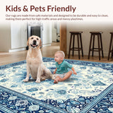 Ultra Soft Area Rug, Non Slip, Stain Resistant, Washable Area Rugs for Living Room, Bedroom, Serene Pastel Floral Artwork(White)