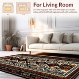 Ultra Soft Area Rug, Non Slip, Stain Resistant, Washable Area Rugs for Living Room, Bedroom, Vibrant Earth Tones with Tribal Motifs(Brown)