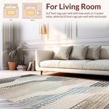 Ultra Soft Area Rug, Non Slip, Stain Resistant, Washable Area Rugs for Living Room, Bedroom, Chic Natural Fiber Design(Beige)
