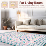 Ultra Soft Area Rug, Non Slip, Stain Resistant, Washable Area Rugs for Living Room, Bedroom, Playful Pastel Egg Design(Pink)