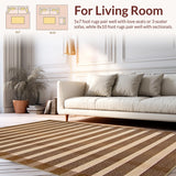 Ultra Soft Area Rug, Non Slip, Stain Resistant, Washable Area Rugs for Living Room, Bedroom, Vibrant Minimalist Diamond Motif(Beige)