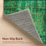 Ultra Soft Area Rug, Non Slip, Stain Resistant, Washable Area Rugs for Living Room, Bedroom, Dynamic Green and Gold Geometric Abstract Area for Modern Spaces(Green)