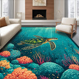 Ultra Soft Area Rug, Non Slip, Stain Resistant, Washable Area Rugs for Living Room, Bedroom, Sea Friends Area Rug Cartoon Ocean Life(Blue)