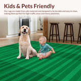 Ultra Soft Area Rug, Non Slip, Stain Resistant, Washable Area Rugs for Living Room, Bedroom, Trendy Green Tartan Decorative Touch(Green)