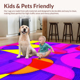 Ultra Soft Area Rug, Non Slip, Stain Resistant, Washable Area Rugs for Living Room, Bedroom, Playful Multicolor Graphic Geometry(Pink)