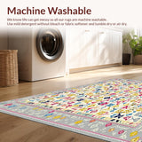 Ultra Soft Area Rug, Non Slip, Stain Resistant, Washable Area Rugs for Living Room, Bedroom, Grey and Beige Multi Colored Area with Whimsical(Beige)