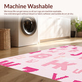 Ultra Soft Area Rug, Non Slip, Stain Resistant, Washable Area Rugs for Living Room, Bedroom, Contemporary Pink Learning Aesthetic(Pink)