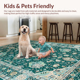 Ultra Soft Area Rug, Non Slip, Stain Resistant, Washable Area Rugs for Living Room, Bedroom, Chic Light Blue Medallion Art(Blue)