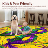 Ultra Soft Area Rug, Non Slip, Stain Resistant, Washable Area Rugs for Living Room, Bedroom, Contemporary Mardi Gras Flair(Yellow)