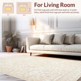 Ultra Soft Area Rug, Non Slip, Stain Resistant, Washable Area Rugs for Living Room, Bedroom, Kitchen Non Slip Boho Runner(Beige)
