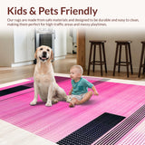 Ultra Soft Area Rug, Non Slip, Stain Resistant, Washable Area Rugs for Living Room, Bedroom, Eye-Catching Pink Black Artistic Blend(Pink)