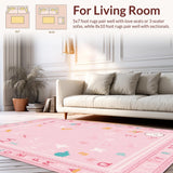 Ultra Soft Area Rug, Non Slip, Stain Resistant, Washable Area Rugs for Living Room, Bedroom, Creative Cheerful Typographic Visualization(Pink)