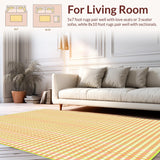 Ultra Soft Area Rug, Non Slip, Stain Resistant, Washable Area Rugs for Living Room, Bedroom, Trendy Graphical Ogee Formation(Orange)