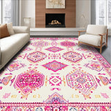 Ultra Soft Area Rug, Non Slip, Stain Resistant, Washable Area Rugs for Living Room, Bedroom, Chic Colorful Abstract Motif(White)