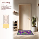 Ultra Soft Area Rug, Non Slip, Stain Resistant, Washable Area Rugs for Living Room, Bedroom, Chic Modern Festival Motif(Purple)