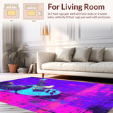 Ultra Soft Area Rug, Non Slip, Stain Resistant, Washable Area Rugs for Living Room, Bedroom, Stylish Abstract Expressionist Rug(Purple)