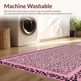 Ultra Soft Area Rug, Non Slip, Stain Resistant, Washable Area Rugs for Living Room, Bedroom, Feminine Fluffy Leopard Charm(Pink)