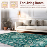 Ultra Soft Area Rug, Non Slip, Stain Resistant, Washable Area Rugs for Living Room, Bedroom, Vibrant Geometric Motif Fusion(Blue)