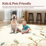 Ultra Soft Area Rug, Non Slip, Stain Resistant, Washable Area Rugs for Living Room, Bedroom, Floral Harmony Area Neutral Botanical Gentle Hues(Beige)
