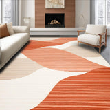 Ultra Soft Area Rug, Non Slip, Stain Resistant, Washable Area Rugs for Living Room, Bedroom, Beige Terracotta Wave(Orange)