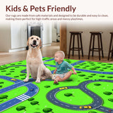 Ultra Soft Area Rug, Non Slip, Stain Resistant, Washable Area Rugs for Living Room, Bedroom, Brightly Colored Urban Grid Layout(Green)