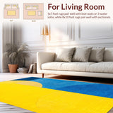 Ultra Soft Area Rug, Non Slip, Stain Resistant, Washable Area Rugs for Living Room, Bedroom, Contemporary Box Pattern Home Office Carpet(Yellow)