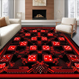 Ultra Soft Area Rug, Non Slip, Stain Resistant, Washable Area Rugs for Living Room, Bedroom, Whimsical Dice-Themed Visual Statement(Red)