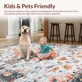 Ultra Soft Area Rug, Non Slip, Stain Resistant, Washable Area Rugs for Living Room, Bedroom, Rustic Earthy Toned Pattern(White)