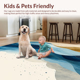 Ultra Soft Area Rug, Non Slip, Stain Resistant, Washable Area Rugs for Living Room, Bedroom, Coastal Breeze Area Abstract Beige & Blue Waves for Home(Blue)