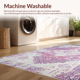 Ultra Soft Area Rug, Non Slip, Stain Resistant, Washable Area Rugs for Living Room, Bedroom, Rustic Ivory Trellis Aesthetic(Purple)