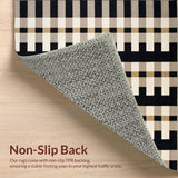 Ultra Soft Area Rug, Non Slip, Stain Resistant, Washable Area Rugs for Living Room, Bedroom, Beige Black Grid Checkerboard Area for Unique Kitchen Aesthetics(Black)