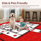 Ultra Soft Area Rug, Non Slip, Stain Resistant, Washable Area Rugs for Living Room, Bedroom, Stylish Red and White Contrast(Red)