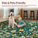Ultra Soft Area Rug, Non Slip, Stain Resistant, Washable Area Rugs for Living Room, Bedroom, Faded Floral Vintage Aesthetic(Green)