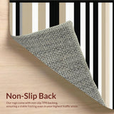 Classic Black and Beige Striped Area(Beige)