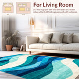 Elegant Plush Abstract Waves(Blue)