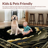 Ultra Soft Area Rug, Non Slip, Stain Resistant, Washable Area Rugs for Living Room, Bedroom, Dramatic Gothic Symbolic Decor(Gold)