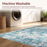 Ultra Soft Area Rug, Non Slip, Stain Resistant, Washable Area Rugs for Living Room, Bedroom, Whimsical Light Blue Curved Patterns(Blue)