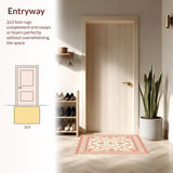 Ultra Soft Area Rug, Non Slip, Stain Resistant, Washable Area Rugs for Living Room, Bedroom, Elegant Boho Design Studio(Ivory)