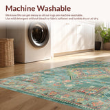 Ultra Soft Area Rug, Non Slip, Stain Resistant, Washable Area Rugs for Living Room, Bedroom, Vintage Distressed Earthy Hues(Blue)